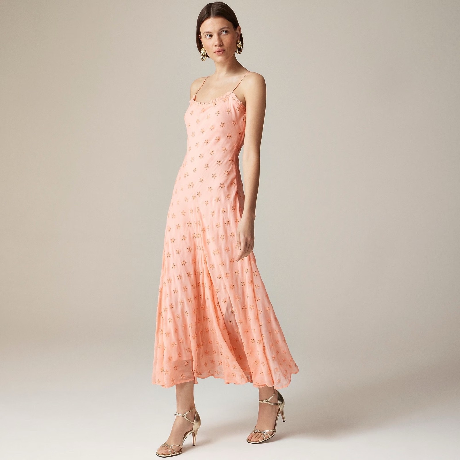 NWT!! J. CREW Collection Eyelet Maxi Slip Dress Blushed Peach Pink Fairy Size 6