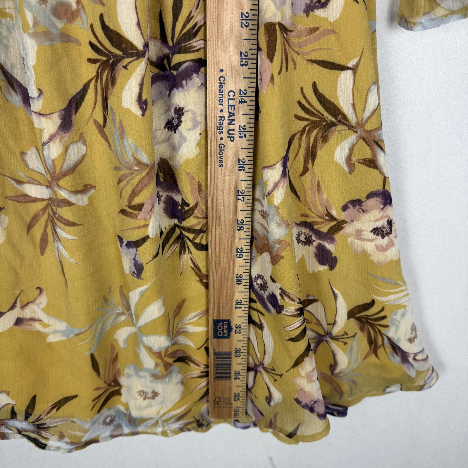 By Together Dress Womens Large Yellow Floral Long Sleeve Cutout Sundress Boho