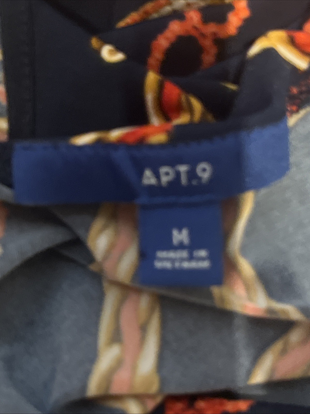 Apt 9 Womens Sz M Navy Chain Print Sleeveless Shift Dress Stretch Nautical