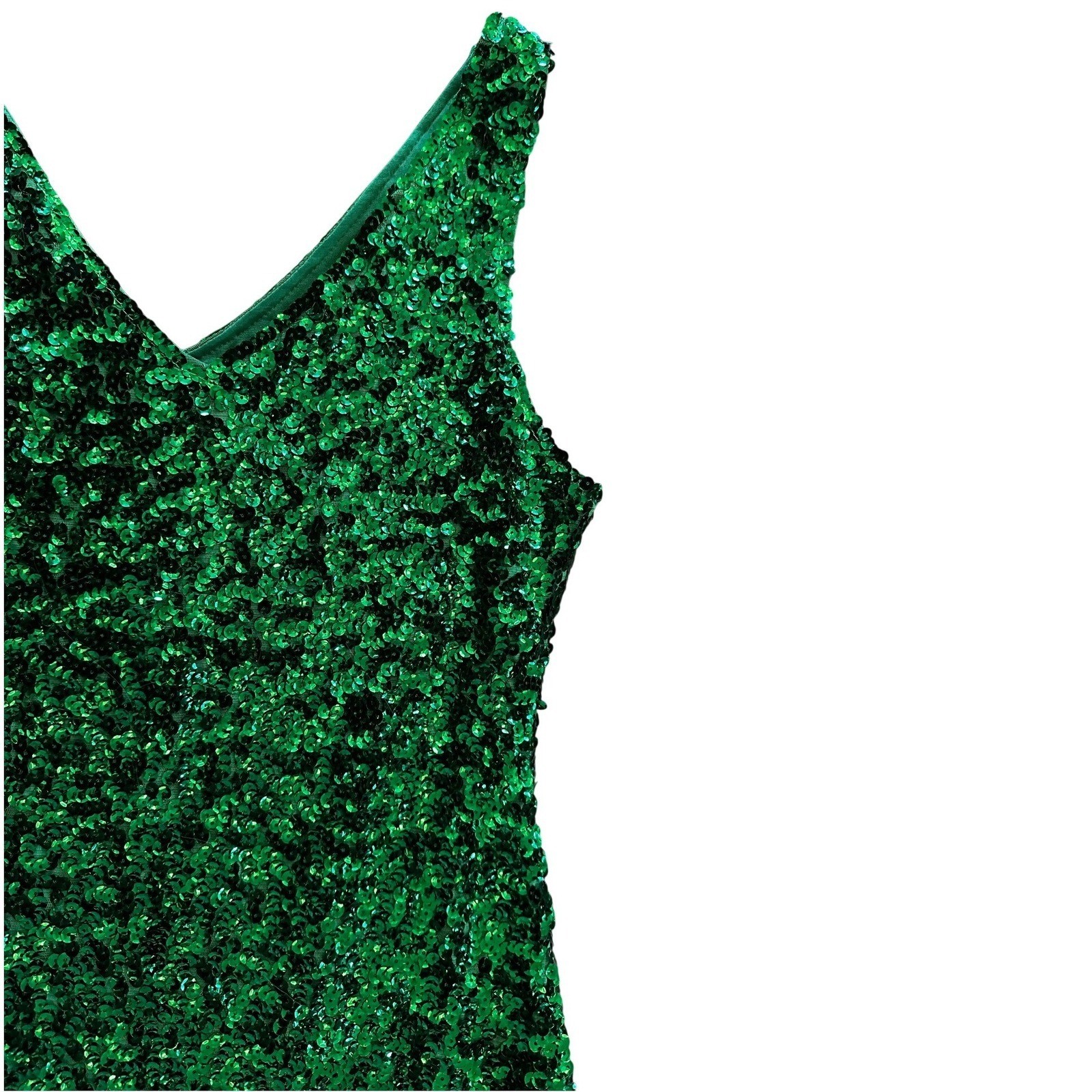 PrettyGuide Womens Emerald Green Sequin V-Neck Sleeveless Cocktail Dress Size M
