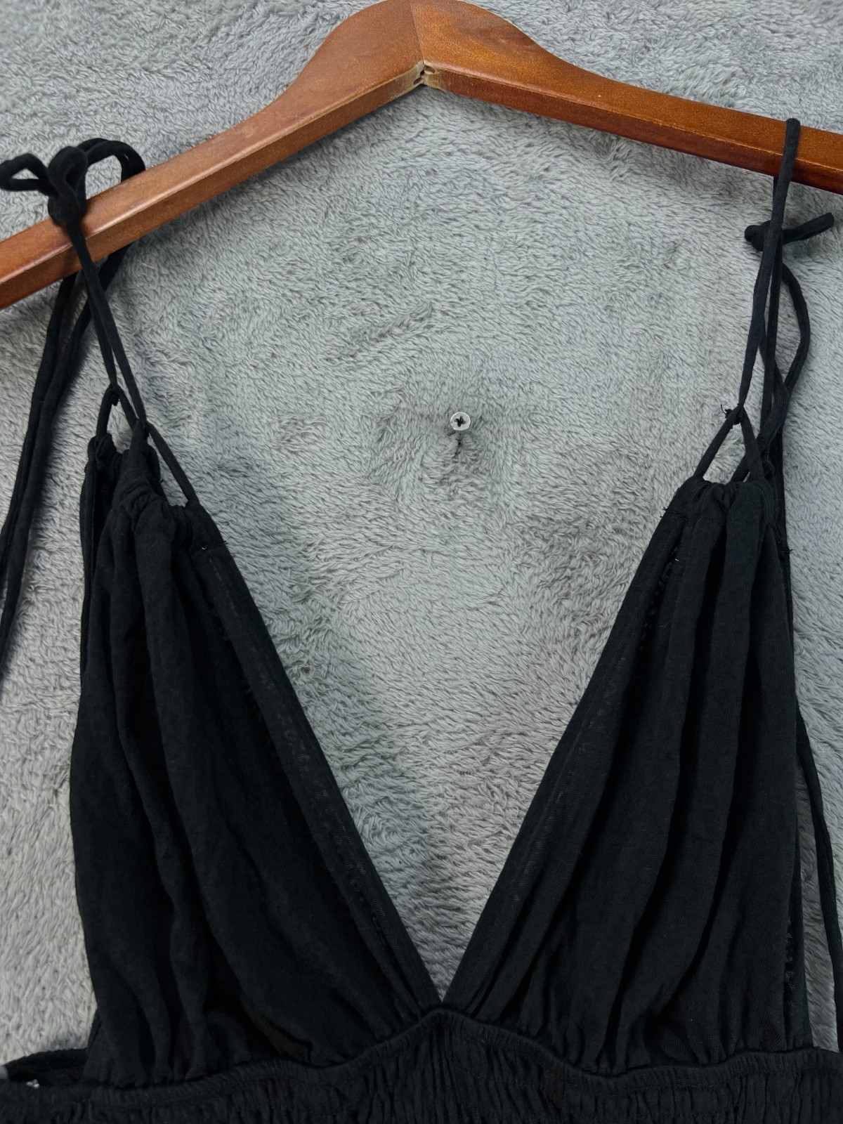 MIKEN Swim NEW Womens Small Black Maxi Dress Cover Up Sleeveless Burnout Plunge