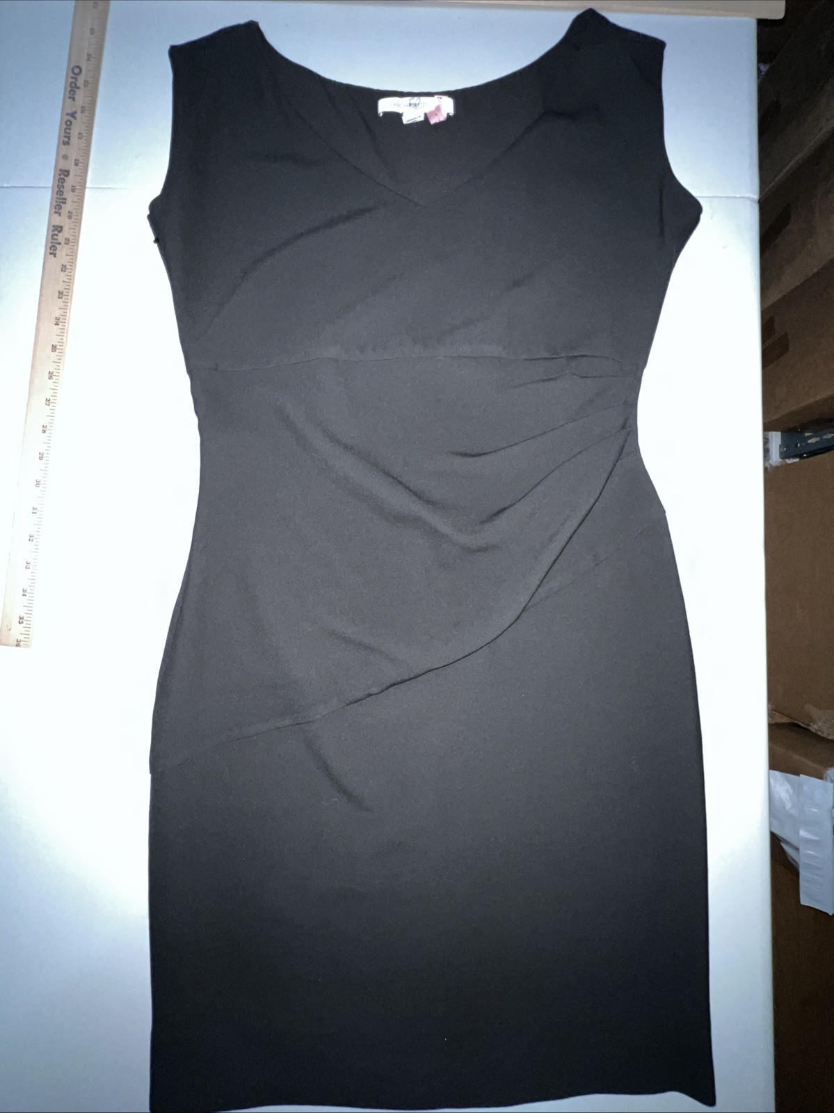 Diane Von Furstenberg Bevin Dress Women’s 14 Black Ruched Waist Sleeveless