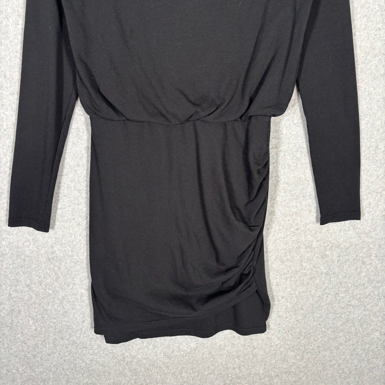 Leith Dress Small Knee Ruched Wrap Jersey Stretch Quiet Comfort Capsule Minimal