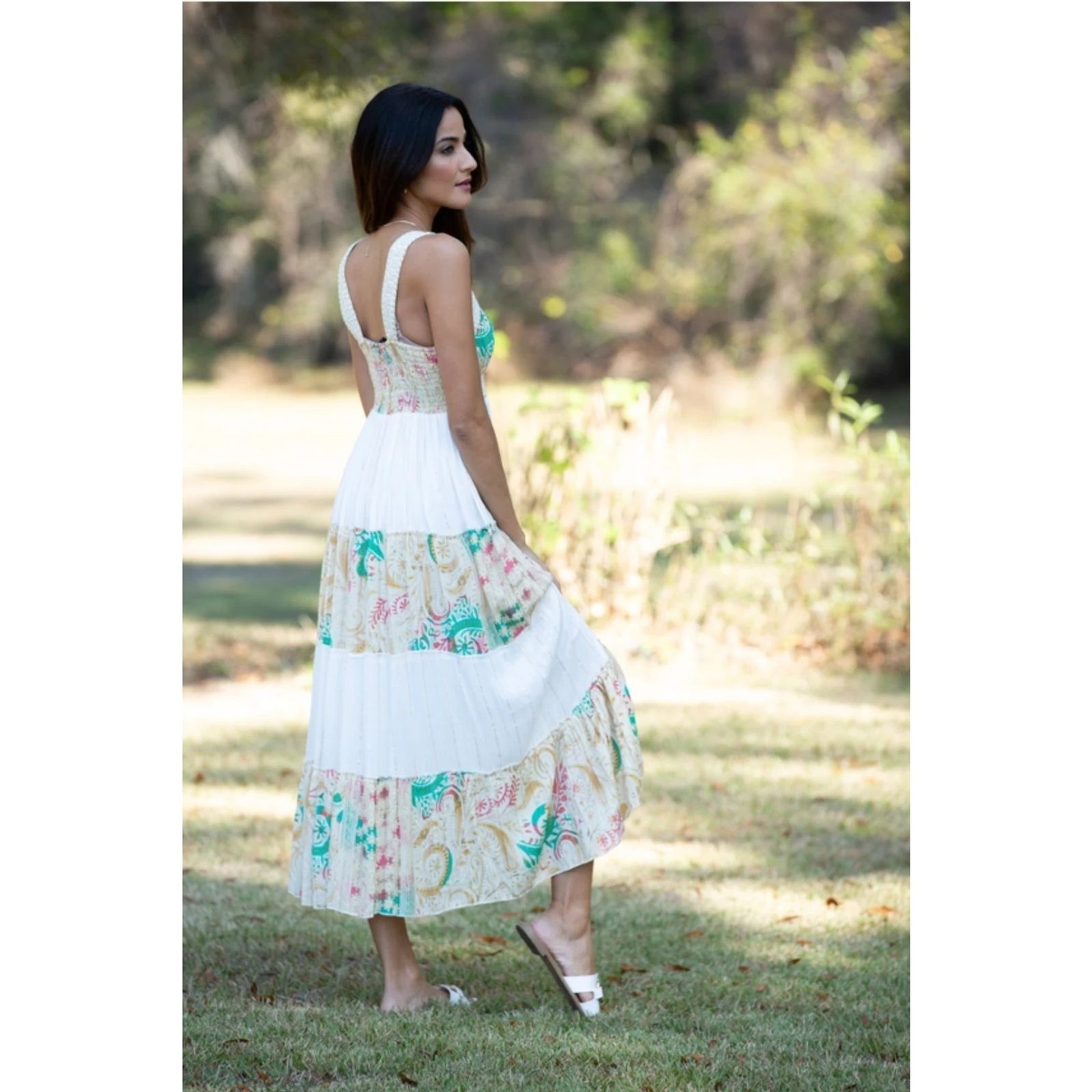 White Tiered Boho Maxi Dress
