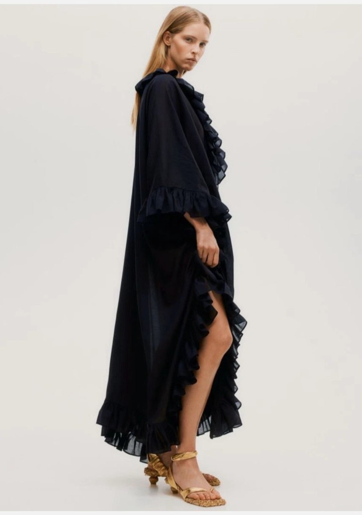 H&M STUDIO Collection Resort one size: XS,S,M,L,XL black Ruffled Kaftan Dress BN