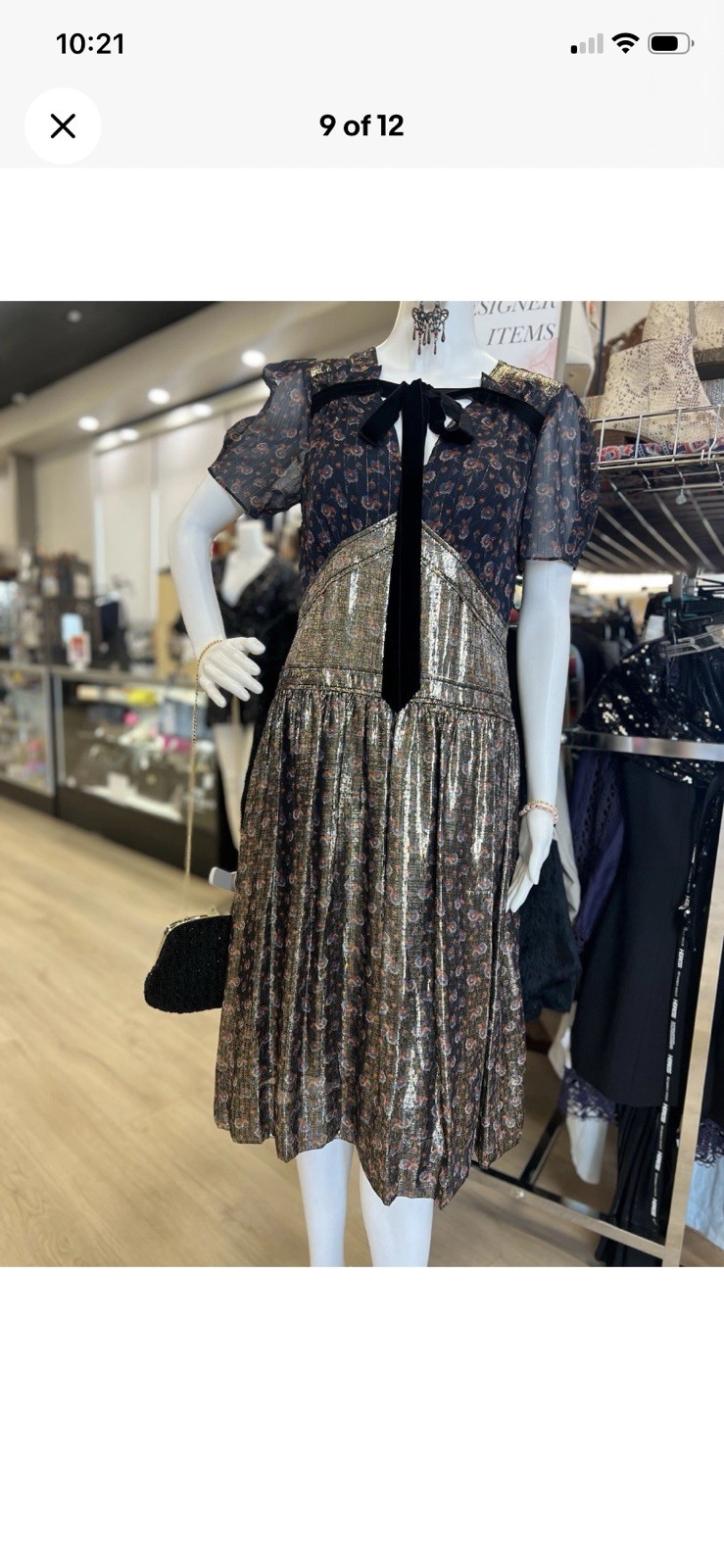 COACH 1941 Floral Print Metallic Silk/Velvet Size 0