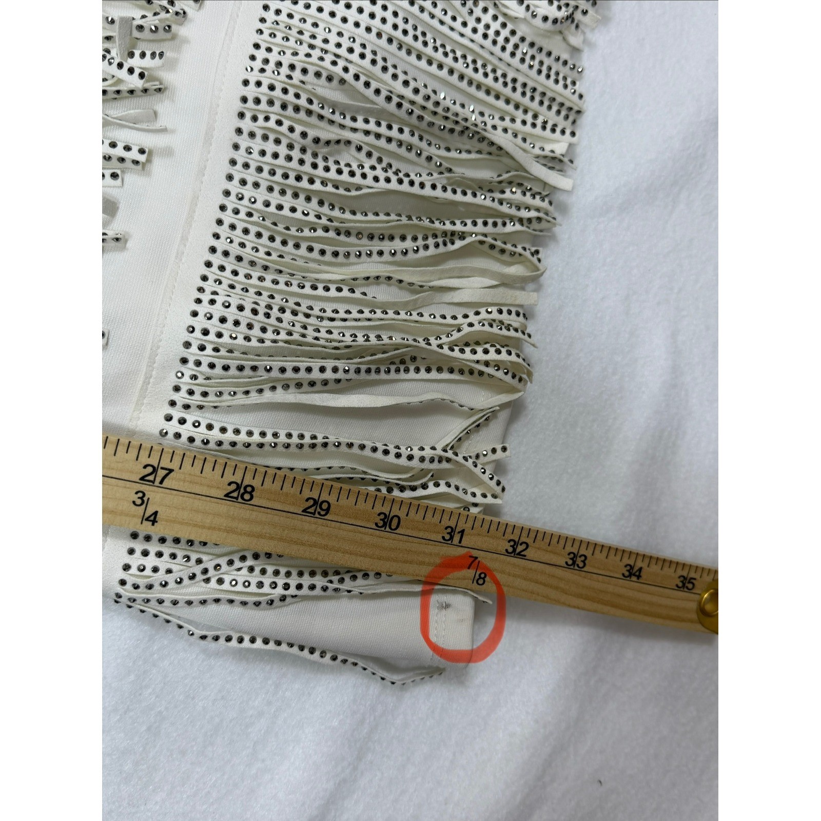 NYLON APPAREL Rhinestone Fringe Mini Dress White Spaghetti Strap Party Size M