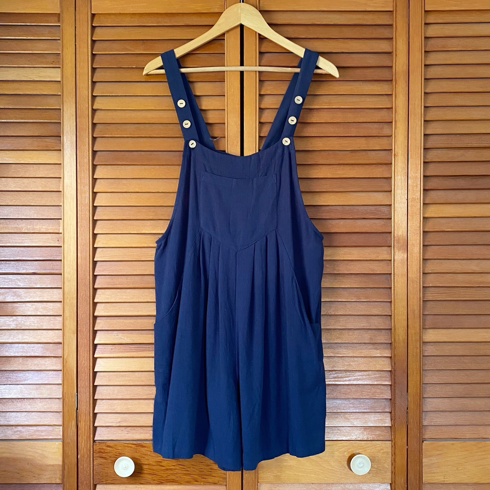 Automet Overalls Shortalls Women’s Size Medium Linen Blend Romper Jumpsuit Blue