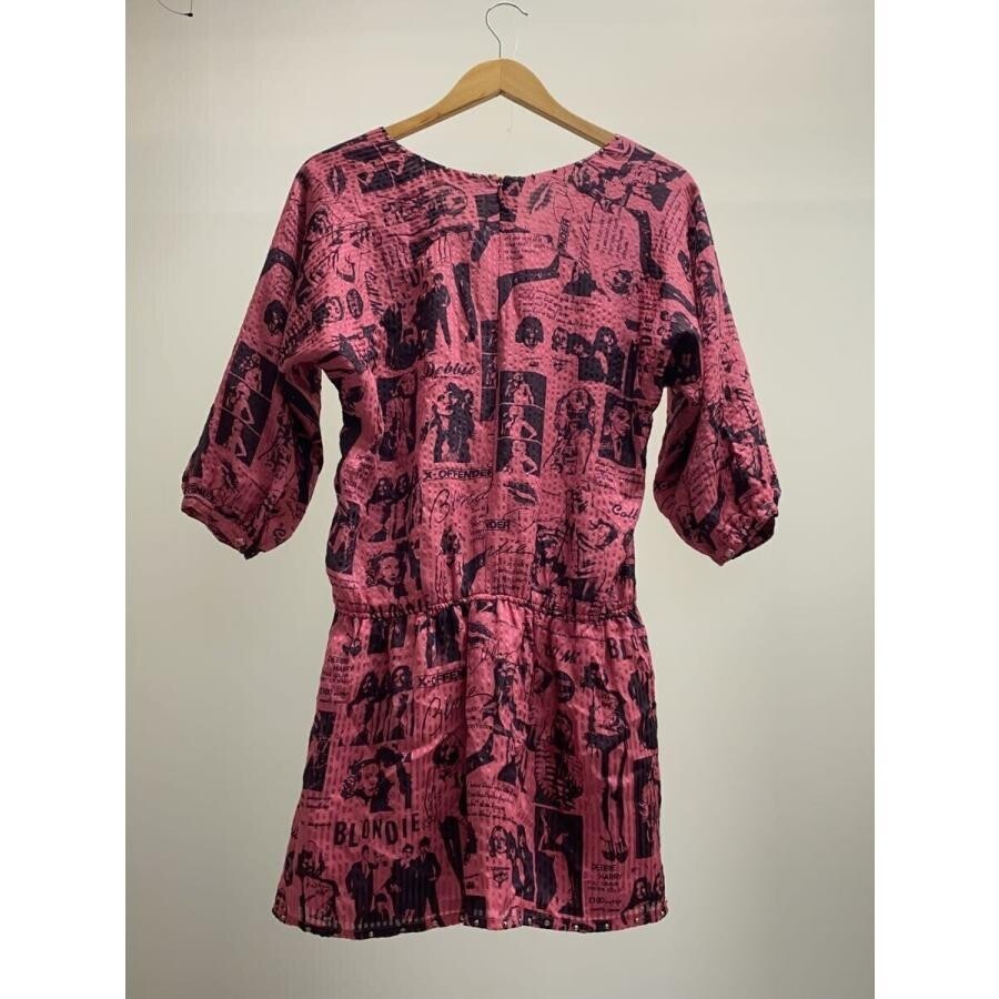 Hysteric Glamour Blondie Silk Pink Print 3/4 Sleeve Dress Free Authenti