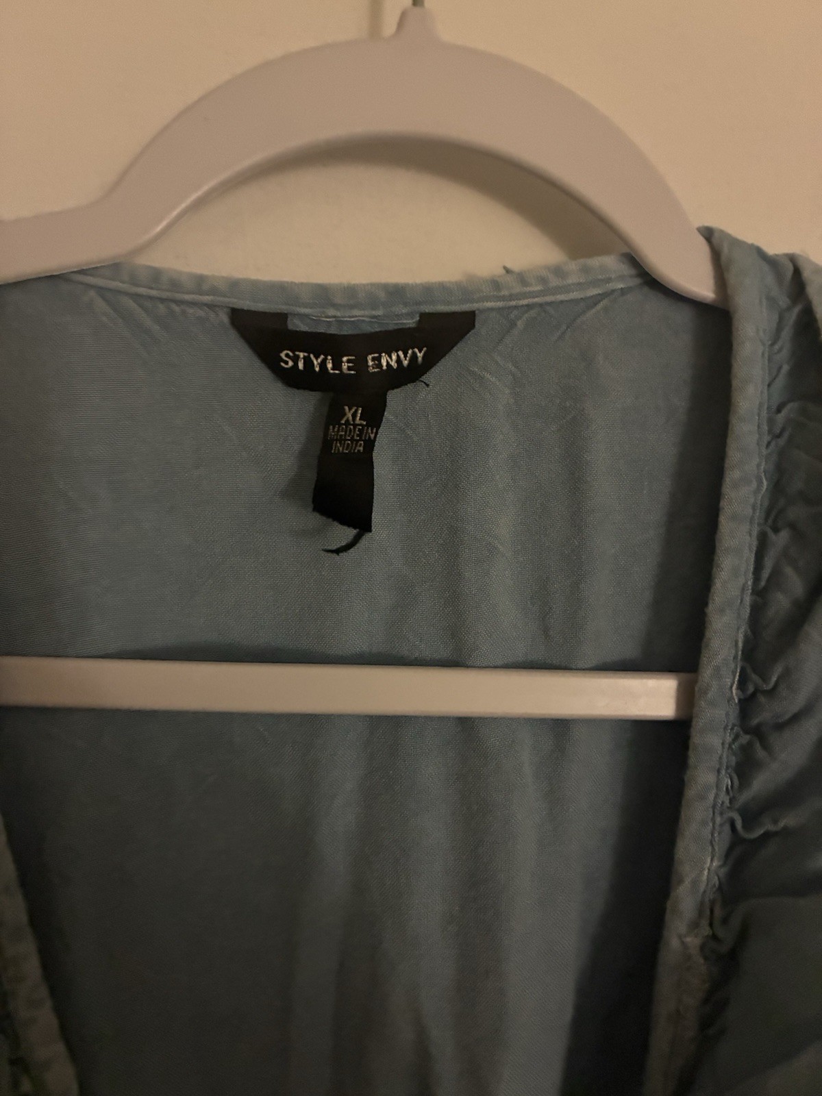 Wrap Ruffle Maxi Dress XL NWT Blue Denim Chambray Look Style Envy
