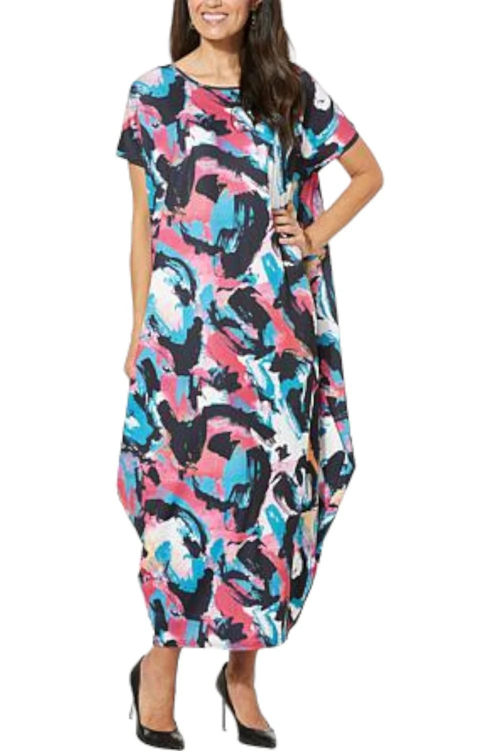 Allison Brown NY Fiji Maxi Dress Multi Modern Art Size 3X Regular