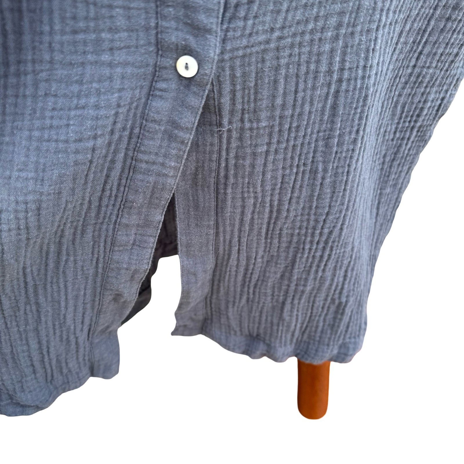 MOD REF Lagenlook Minimalist Double Gauze Cotton Coastal Maxi Shirt Dress M