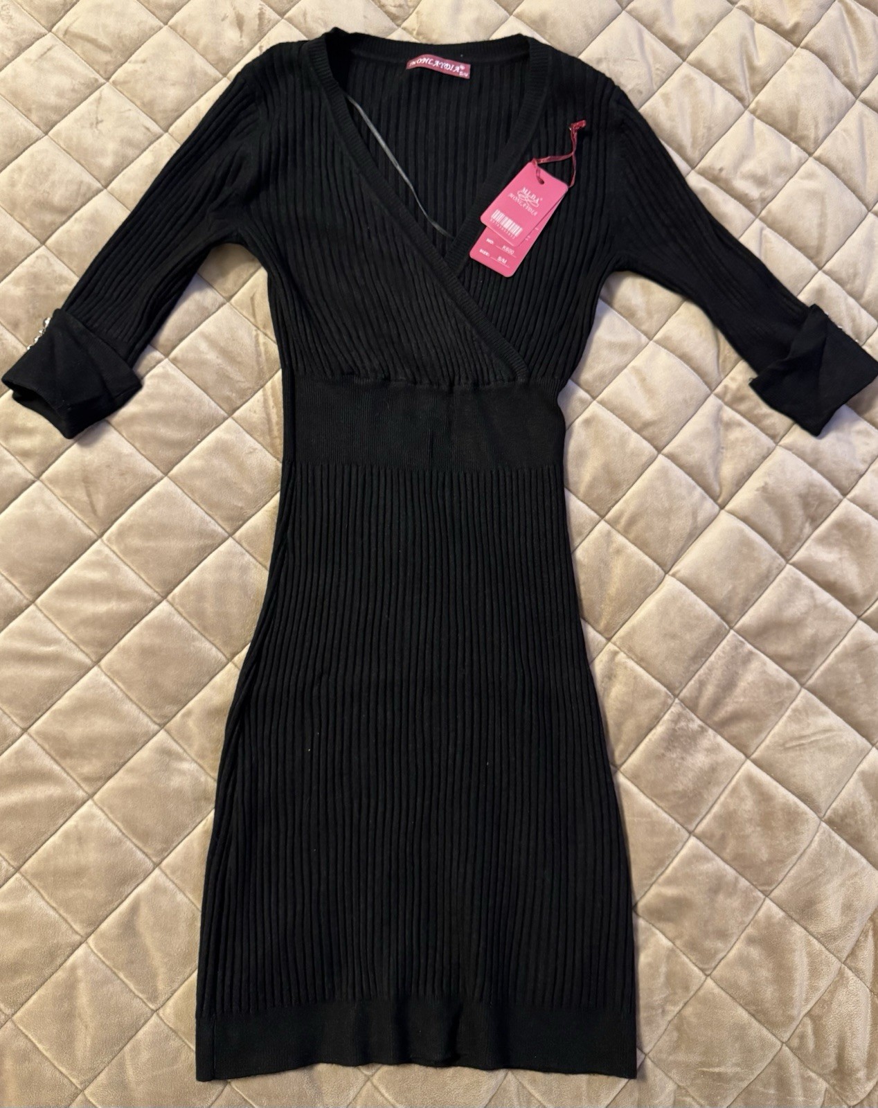 Monlaydia Black Women’s Dress Size: S Cotton Elastane Cashmere Read description