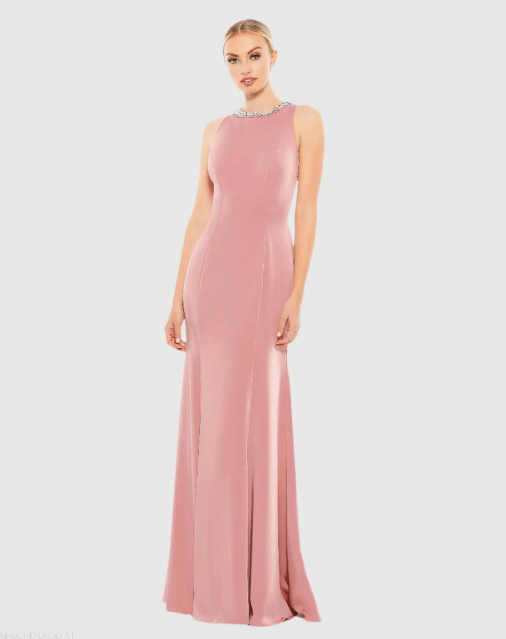 Ieena For Mac Duggal 49093 Embellished Neck Trumpet Gown -Size 8 (LK#1189 A)