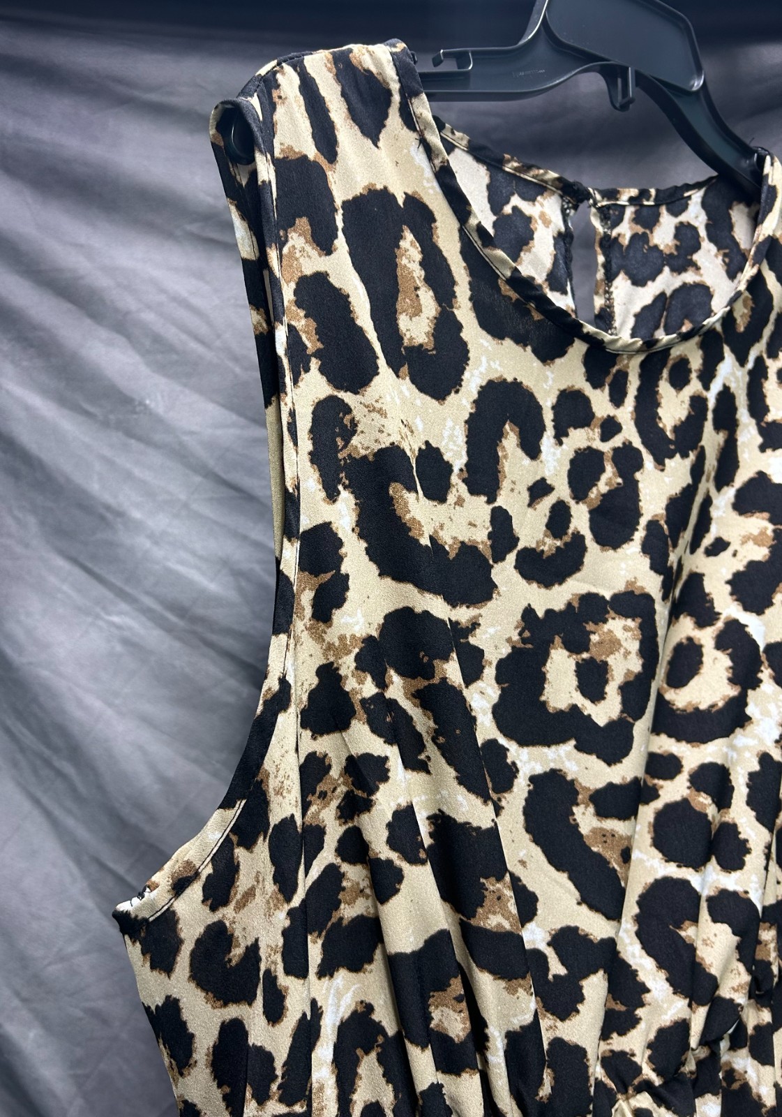Leopard Ruffle Tiered Maxi Length Dress Black/Tan Shein Curve Size 3XL New WOT