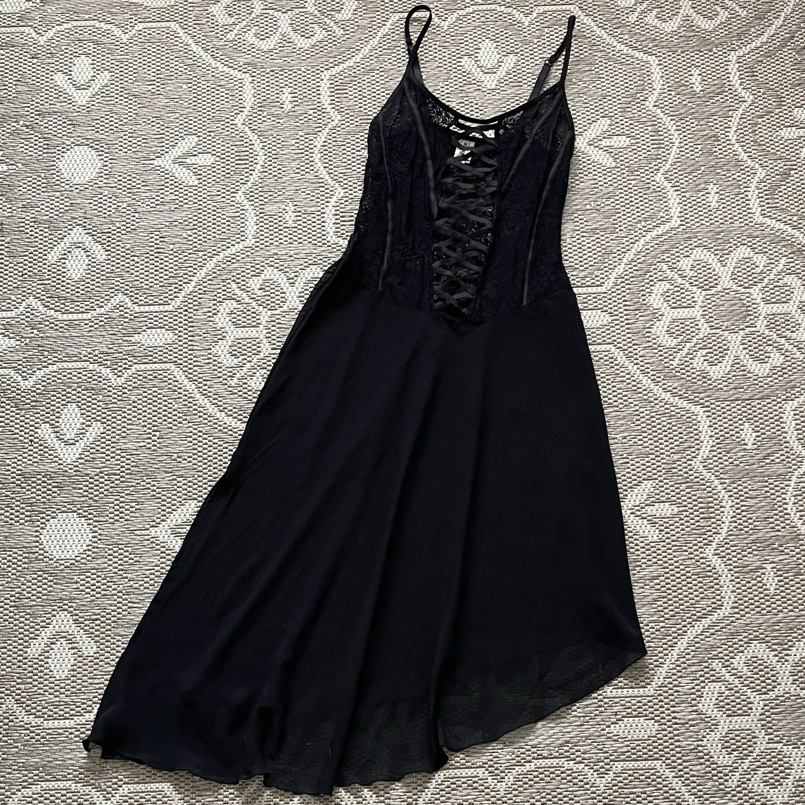 Rampage Lace Elastic Corset Asymmetrical Sheer Layering Dress Lingerie