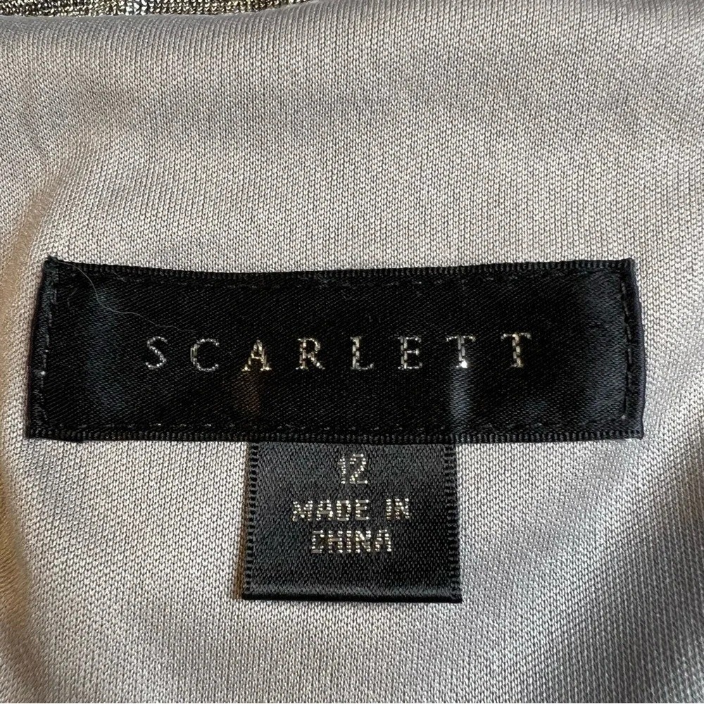 Scarlett Shimmery Silver Cinched Waist Drape Neck Fully Lined Dress. Size 12.
