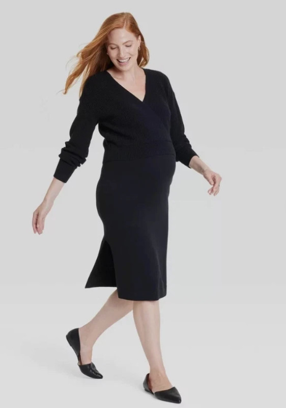 Long Sleeve Midi Maternity Sweater Dress – Isabel Maternity by Ingrid & *428-5