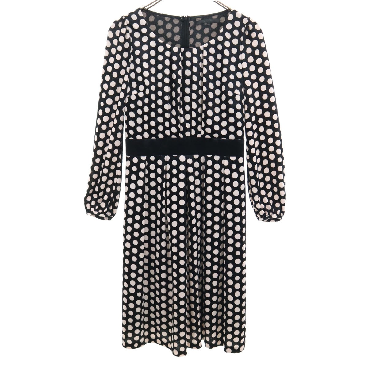 Used ANAYI made in Japan Dot Pattern Long sleeve Velor-like one piece Women