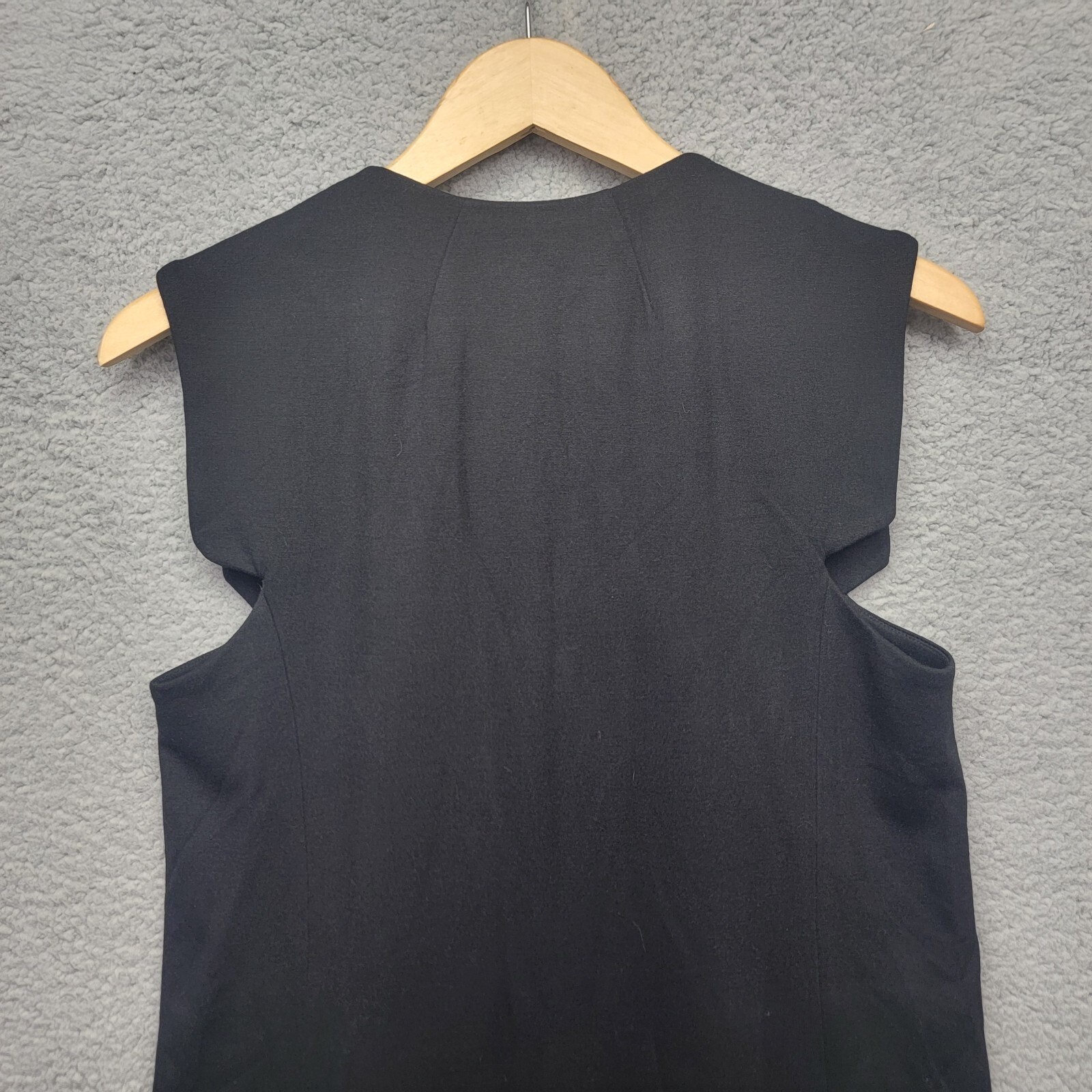 Pearl by Lela Rose Ponte Button Front Shift Dress 8 Black Sleeveless Pockets
