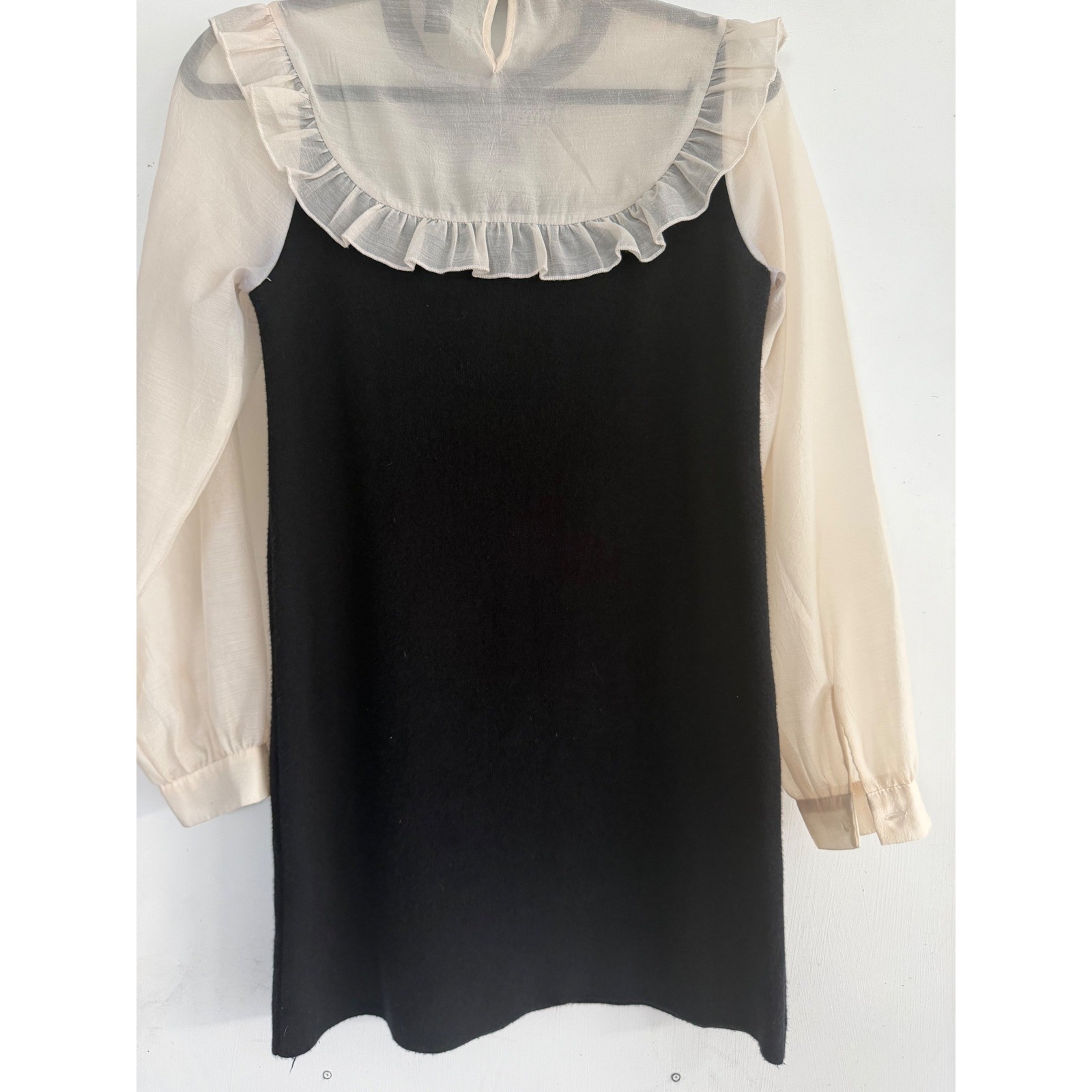 Forever 21 Black & Ivory Sheer Bow Dress Women’s Medium Coquette Dark Academia