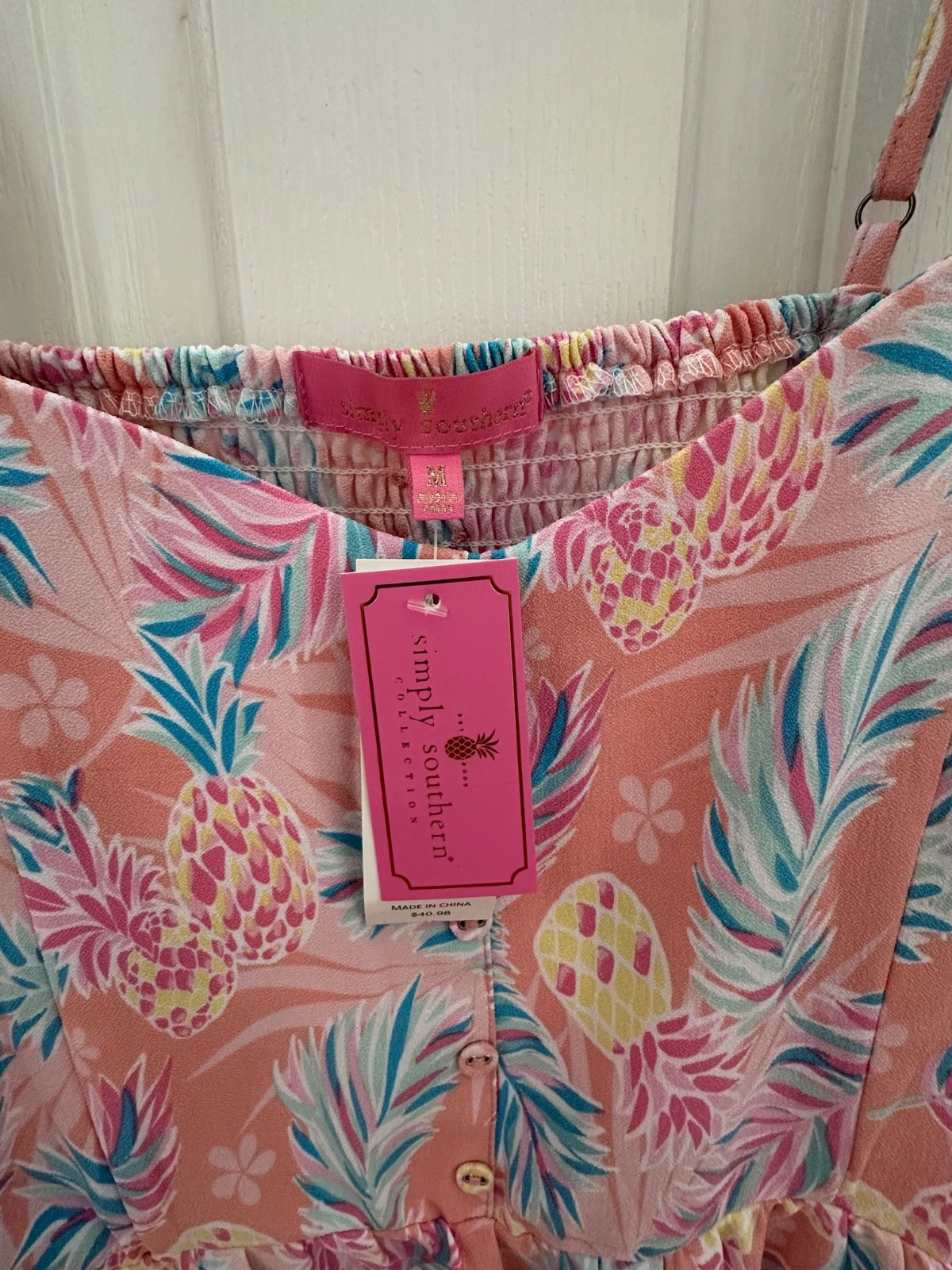 Women’s Simply Southern Pineapple Midi Dress, Size Medium NEW WITH TAGS