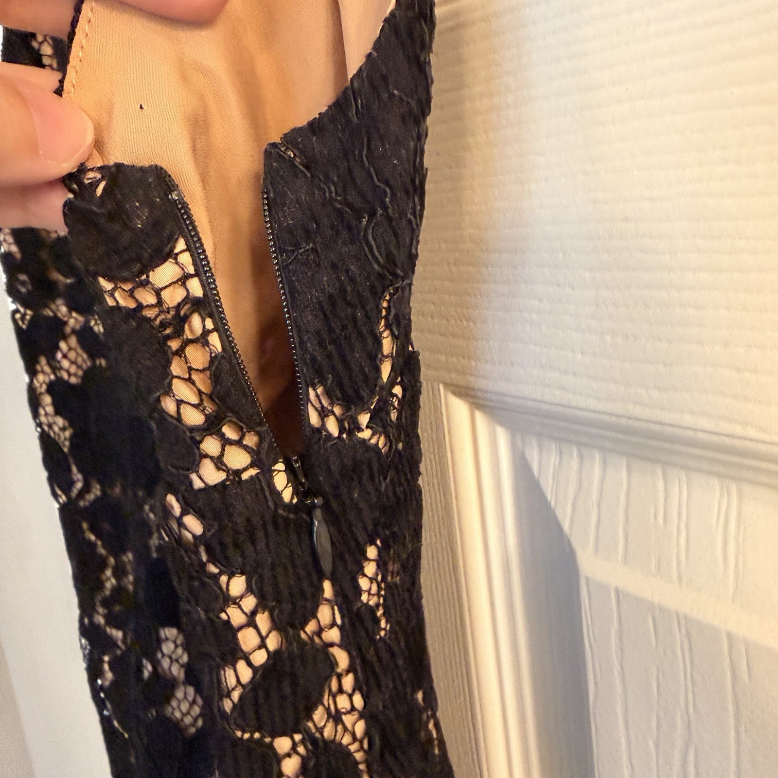 Free People Sz 2 Dangerous Love Mini Dress Black Lace WhimsiGoth Dark Fairycore