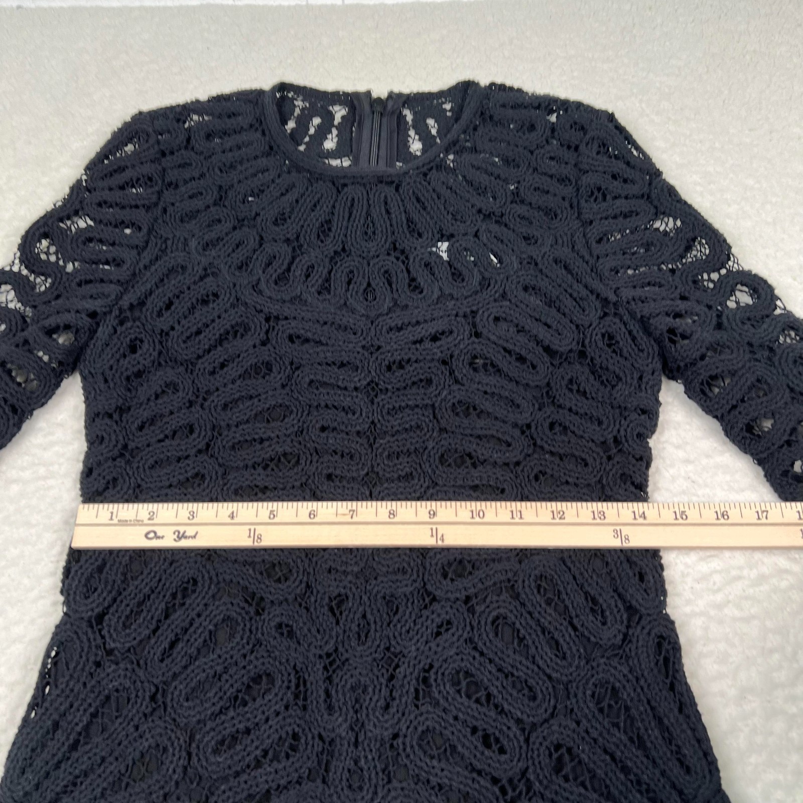 NWT Simkhai McCall Cage Dress Crochet Mini Dress Sz 4 Long Sleeve Black $845
