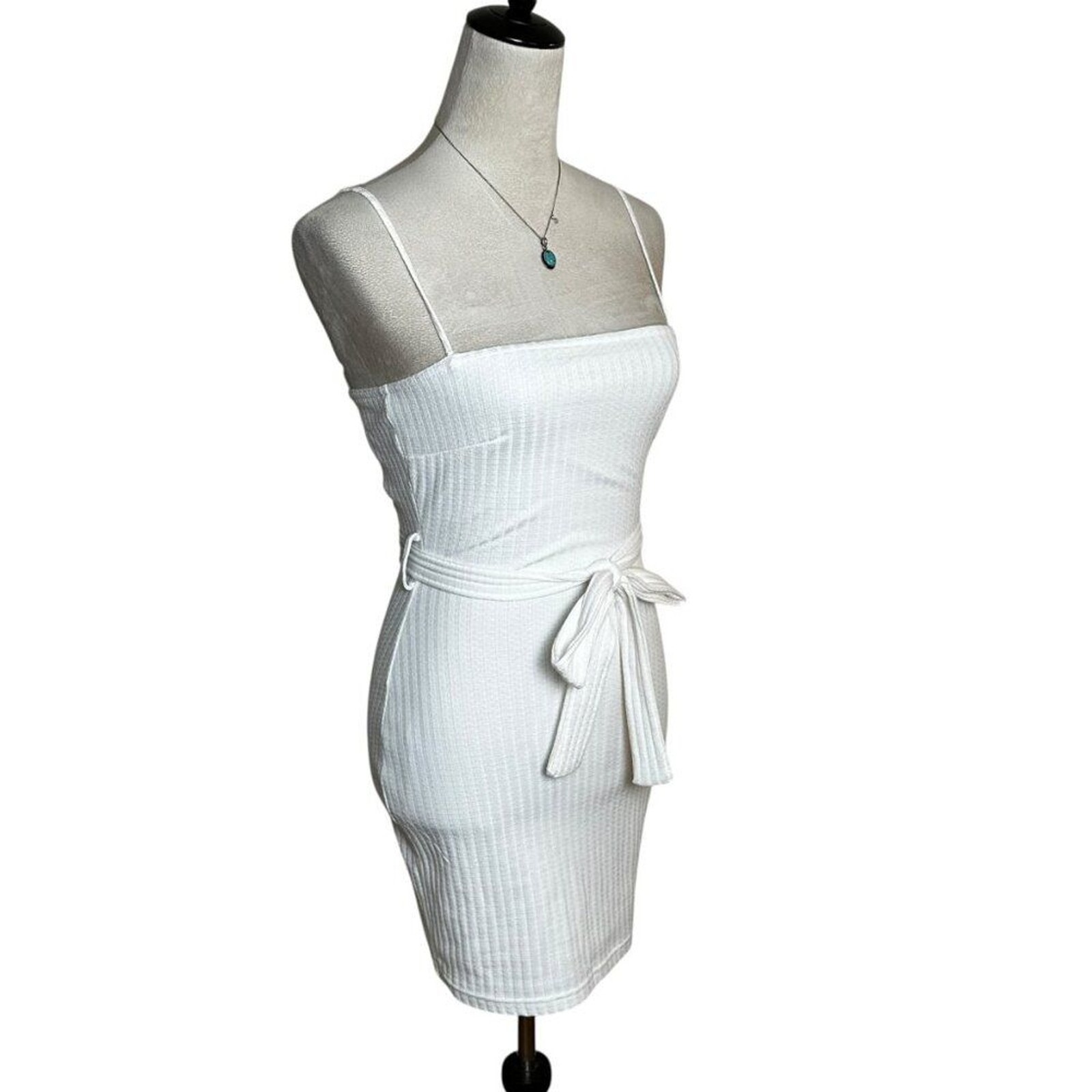 Saints + Secrets White Ribbed Knit Mini Dress Small | Graduation Bachelorette