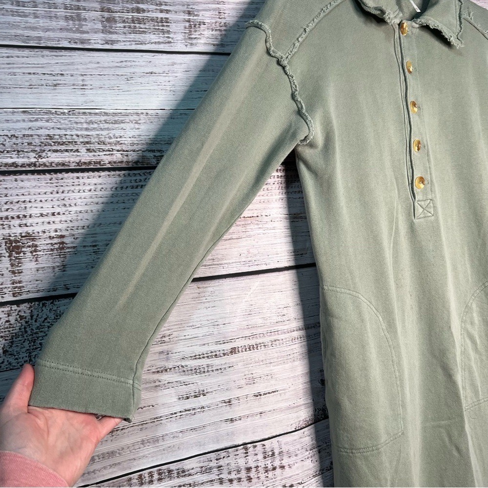 Free People XS On My Way Pullover Sweatshirt Dress Polo Henley Collared *FLAW*