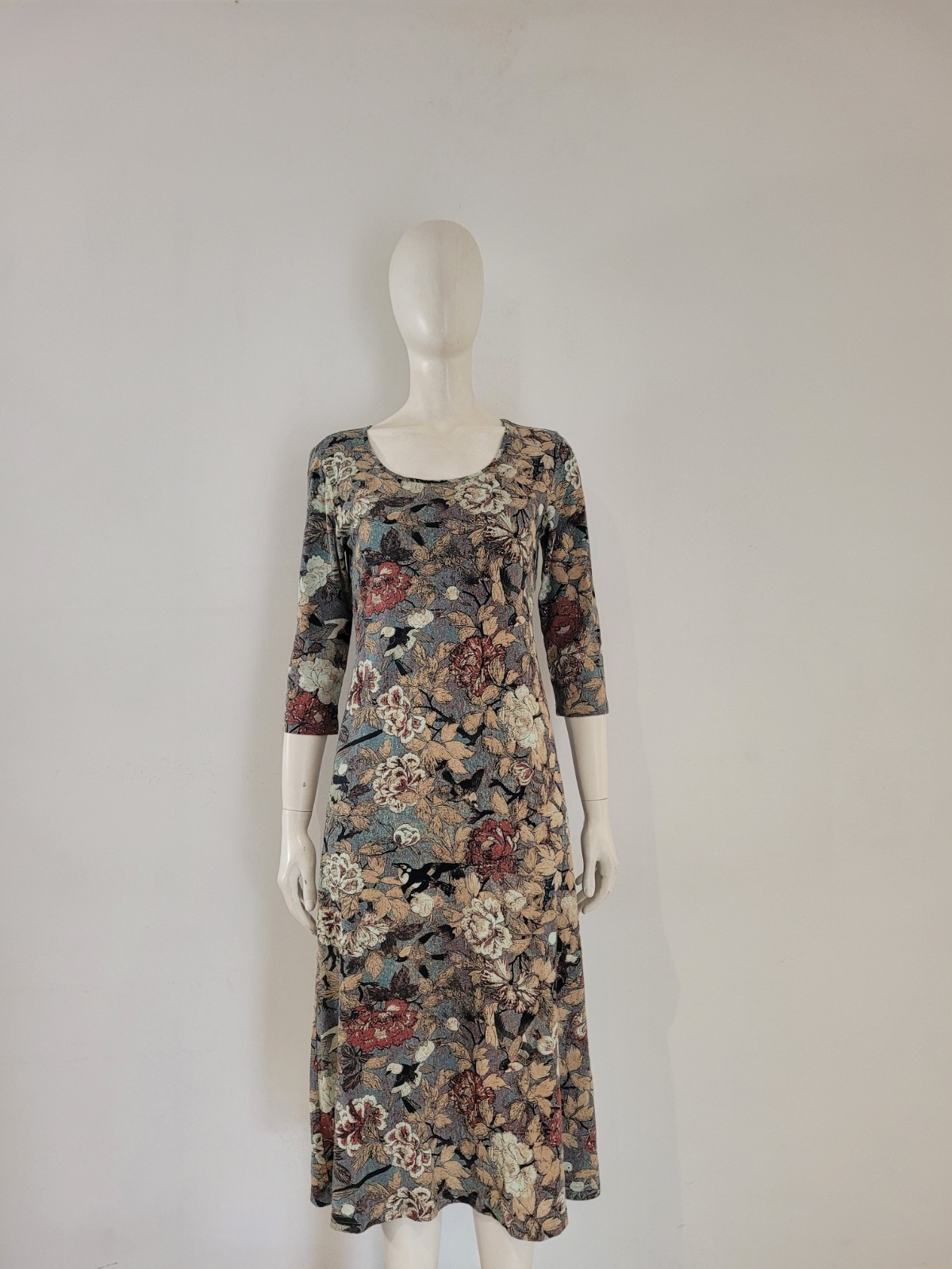 Peruvian Connection (M) Floral Dress UK 10 12 EU 38 40 Midi Maxi Long Jersey