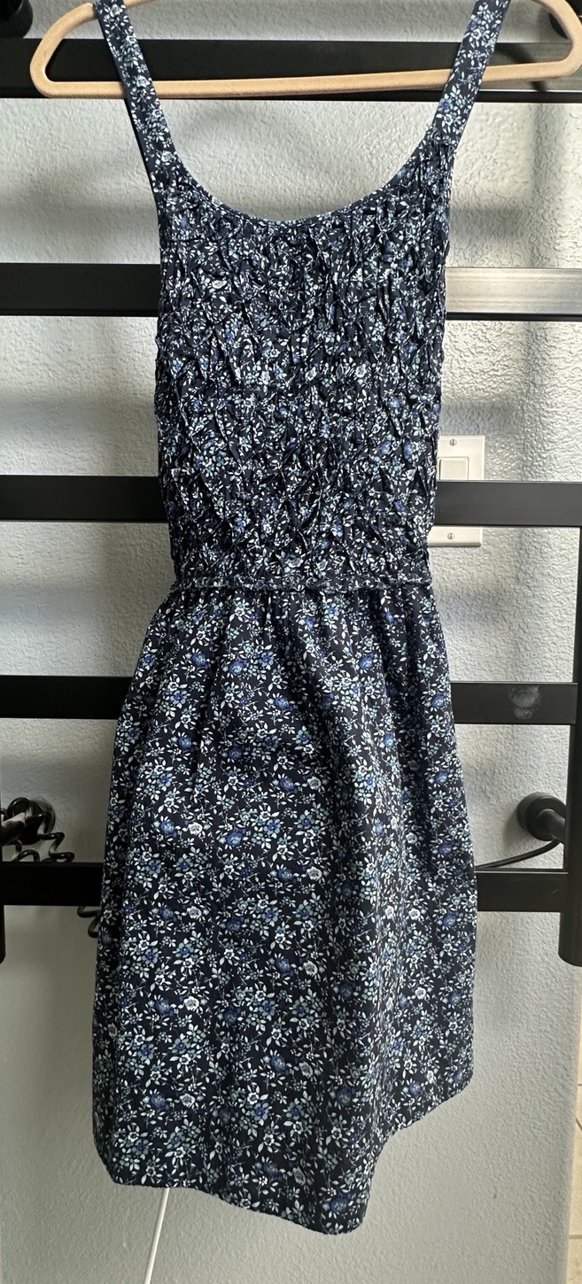 FREE PEOPLE Women’s Blue Floral Print Dress Sleeveless XS *free ship.