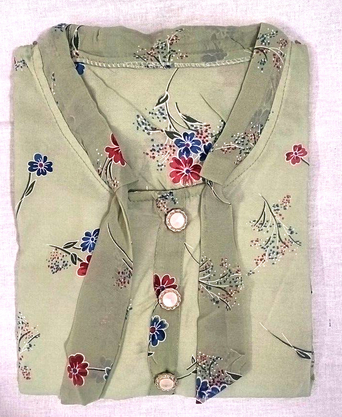 Partyware Latest Women Light Green Color Flower Print Silk Blend Wedding Tops