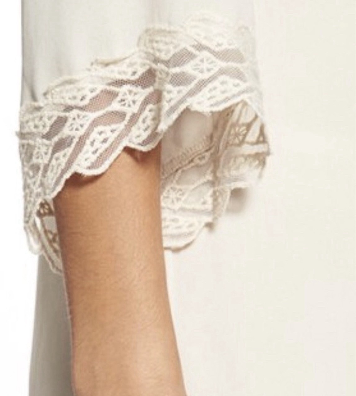 NWT ASTR Lace Shift Mini Dress Ivory Medium Boho 3/4 Sleeve Scoopneck
