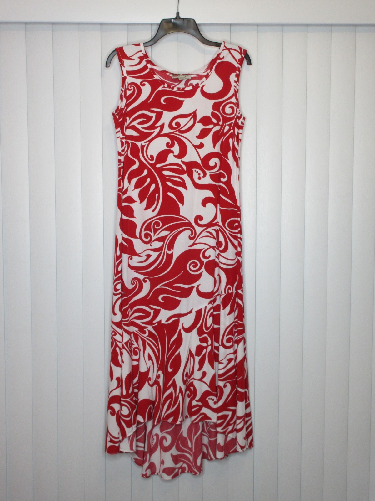 Hilo Hattie Women’s Tank Style Red White Hi Low Hemline Midi Dress S B83