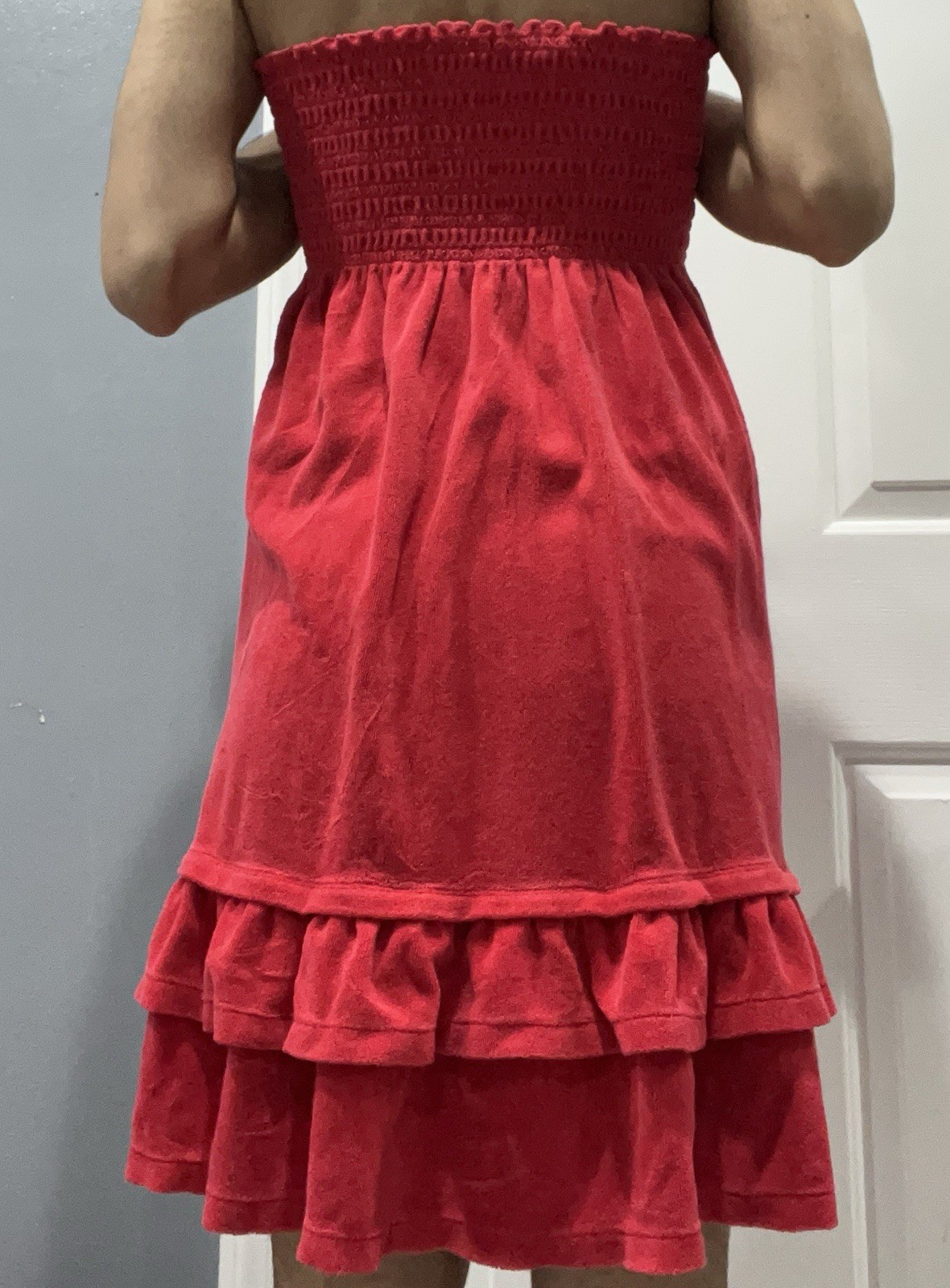 Vintage Juicy Couture Y2K Beach Cover Up Tube Dress Large Red terry cotton