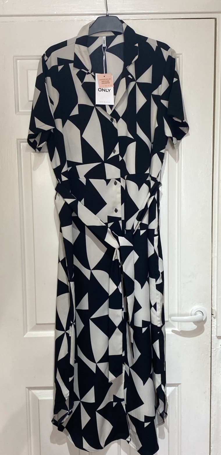 ONLY Nova Life Elite IZI Long Shirt Dress, Geometric print, Size XXL Rrp£38