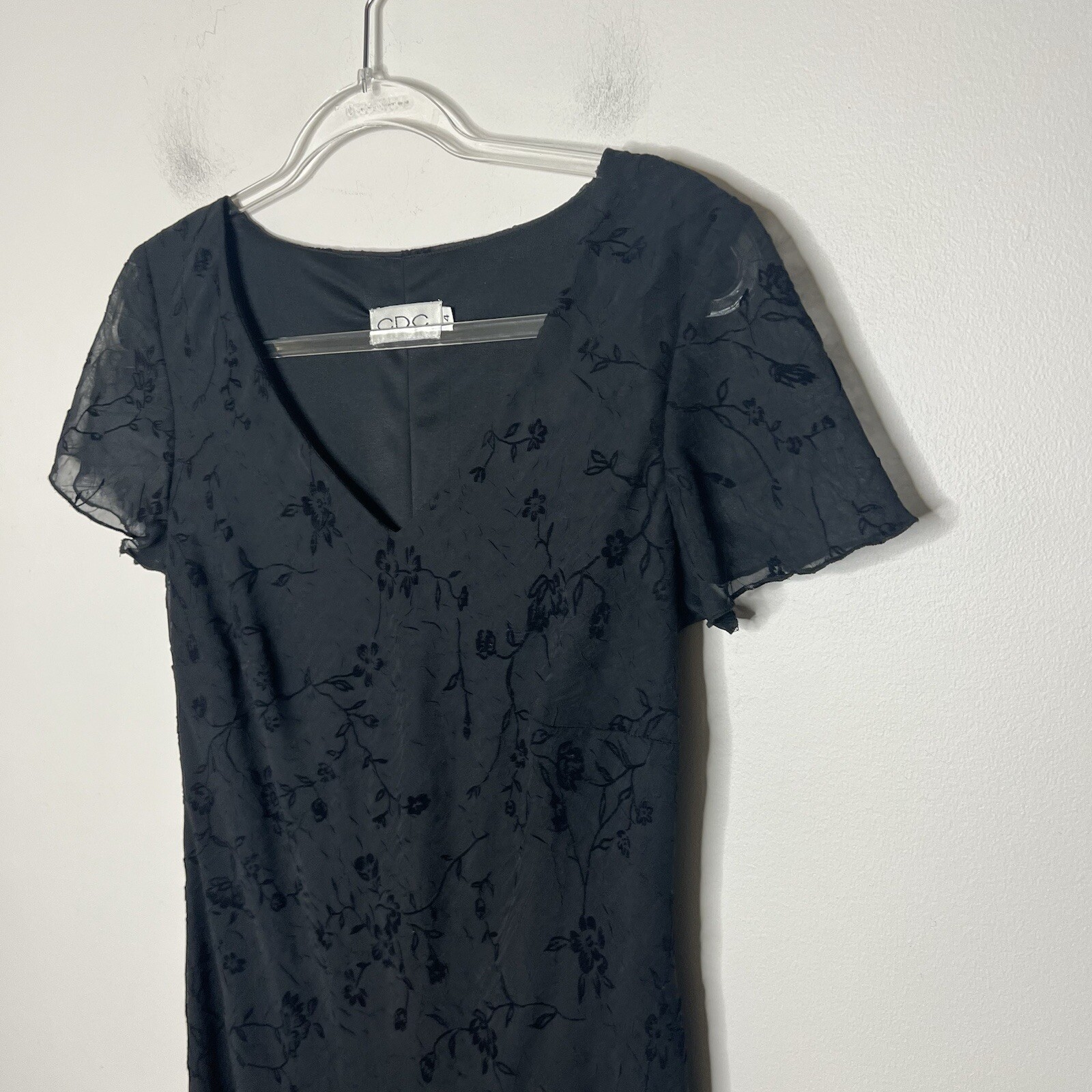 CDC Dress Womens 4 Black Mesh Floral Fairy Grunge Vintage 90s Y2K Whimsygoth