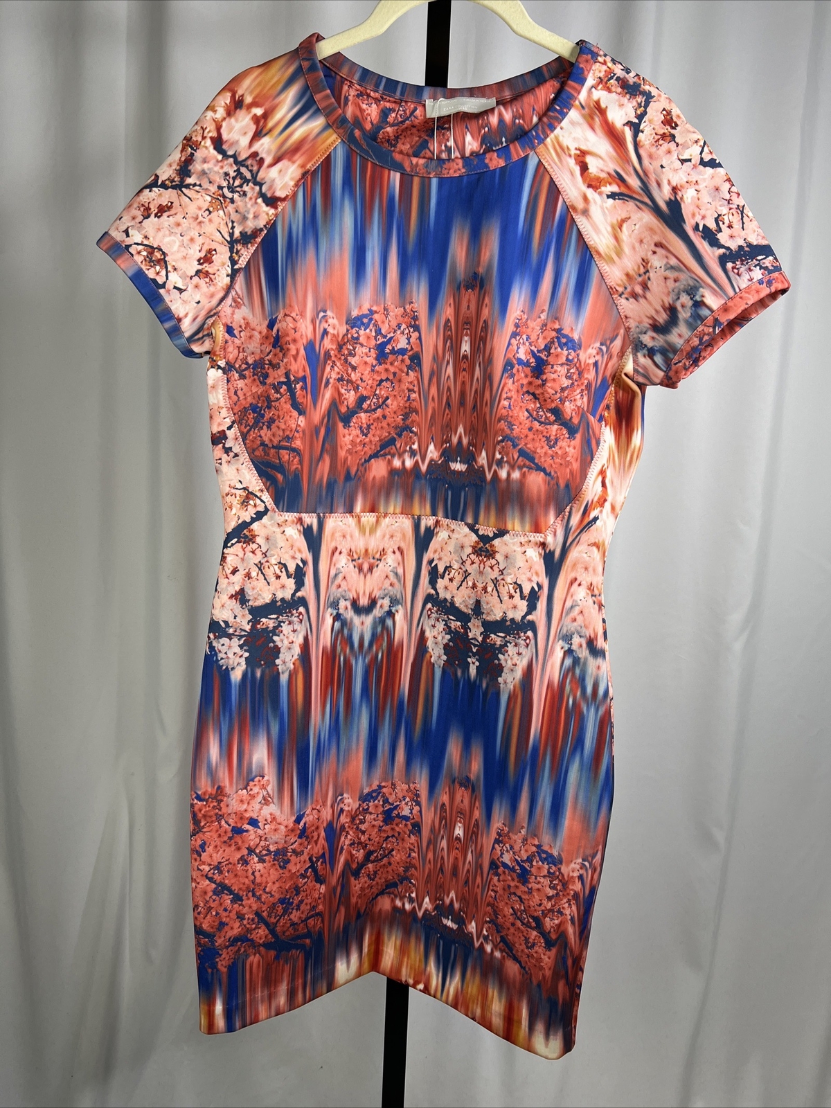 Zara Cherry Blossom Scuba Neoprene Sheath Mini Dress – Size Medium, NWT