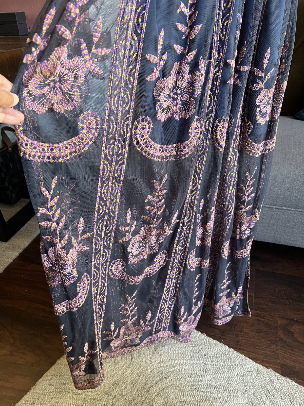 Alter’D State Embroidered Maroccon Kimono Maxi Dress Size Small | NWOT