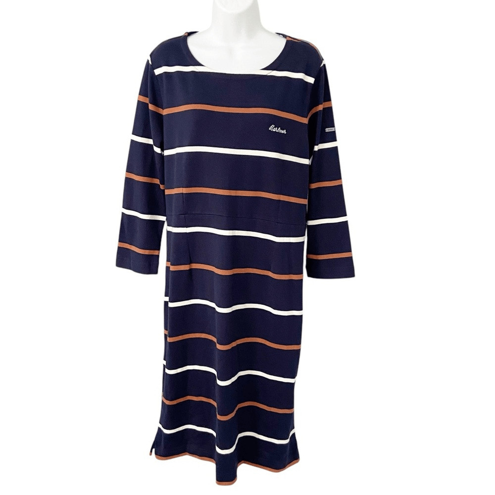 Barbour Oyster Striped Cotton Dress size Medium US 10