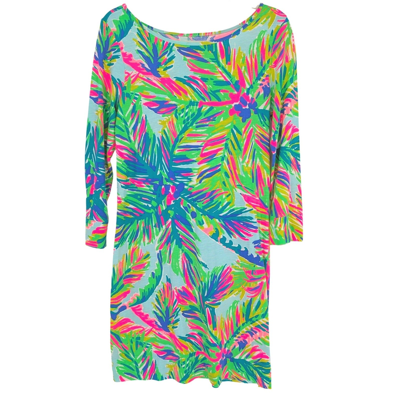 Lilly Pulitzer Marlowe Dress Island Time Palm Blue S Tropical Preppy Coastal