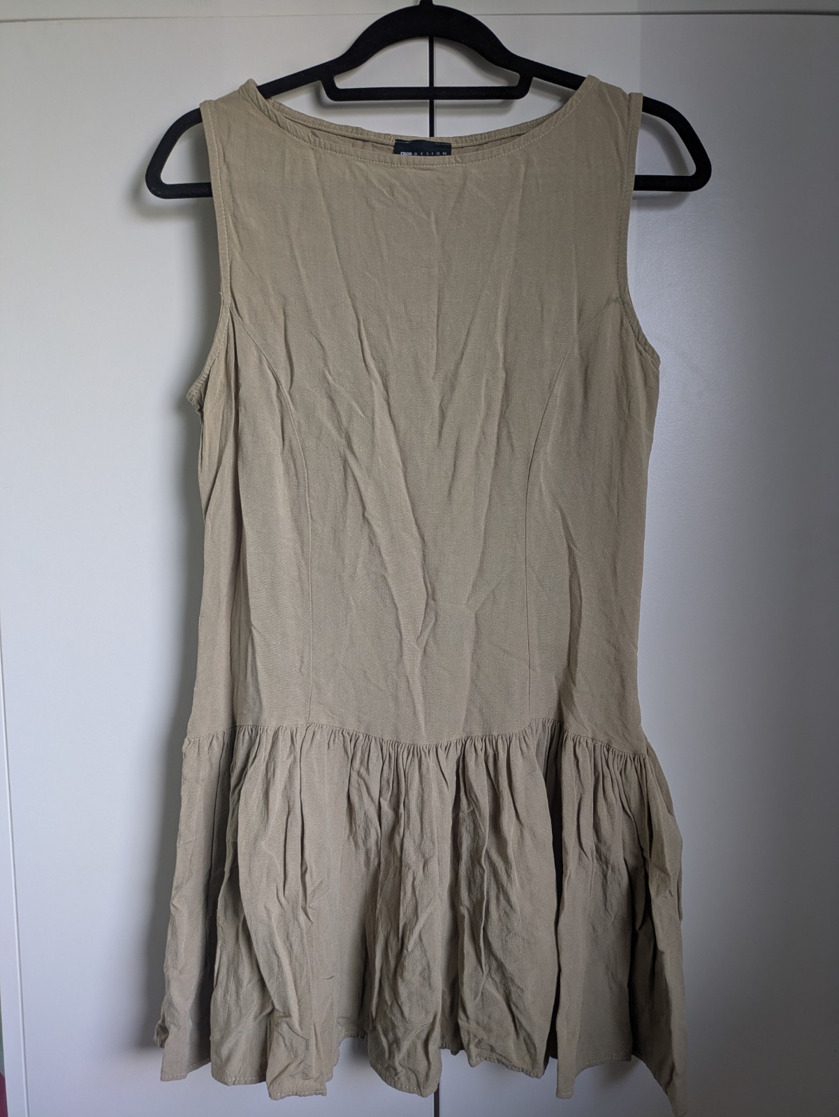 ASOS Design Size 12 Taupe Sleeveless Drop Hem Mini Dress