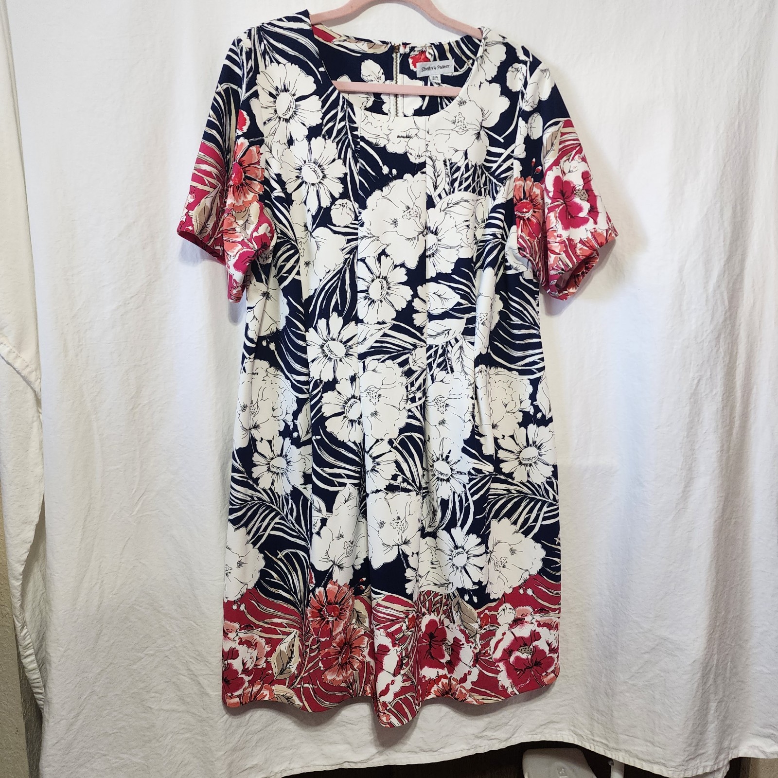 Shelby & Palmer Sz 16 Multicolor Floral Print Dress Polyester And Spandex