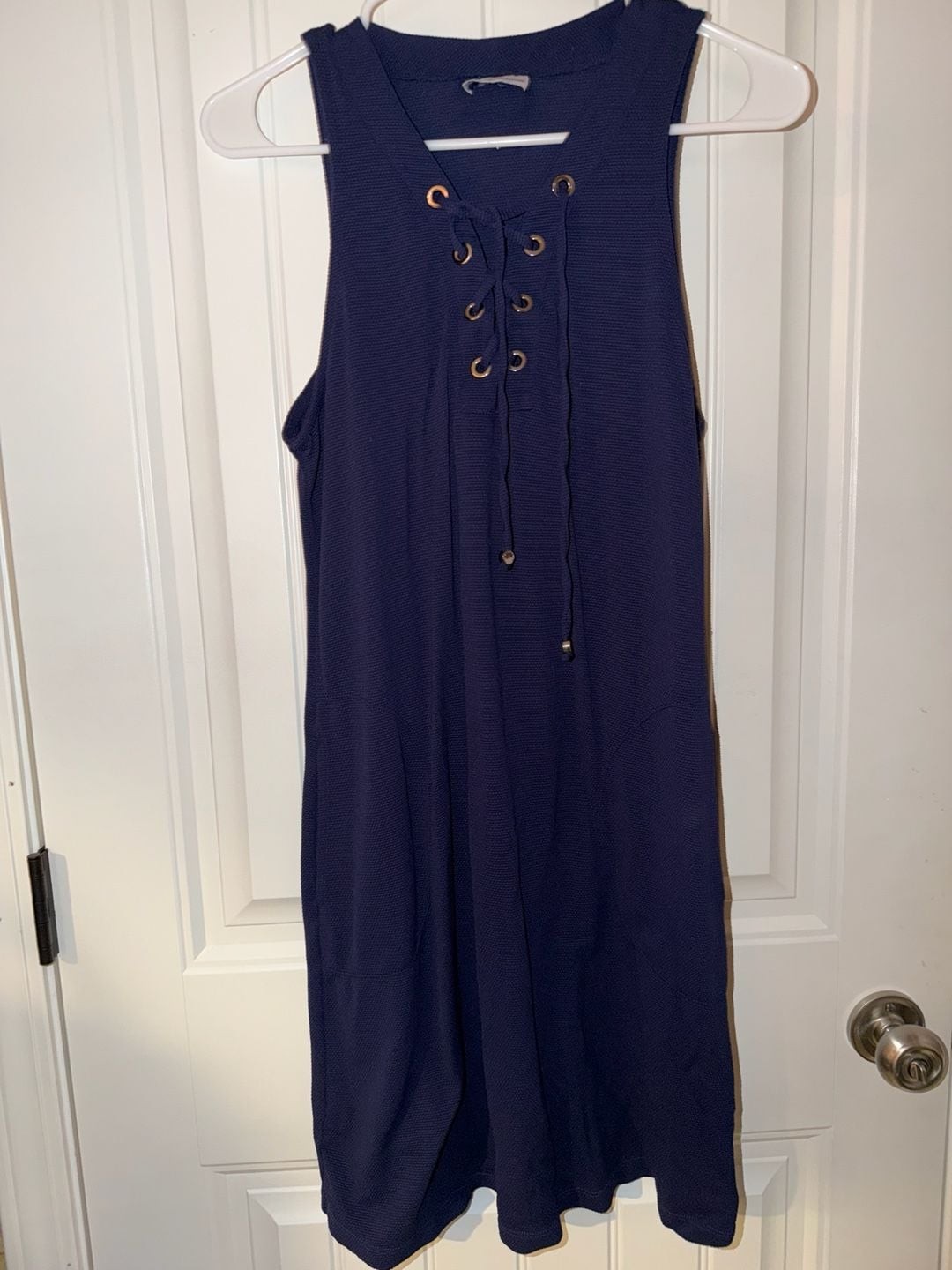 Tommy Bahama Navy Sleeveless Lace-Up Mini Tank Dress