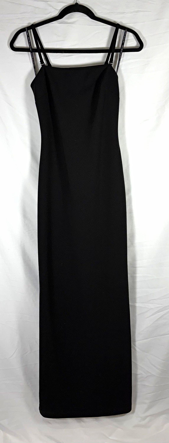 RACHEL Rachel Roy Black Long Sheath Dress with Slit and Removable Straps Size XS