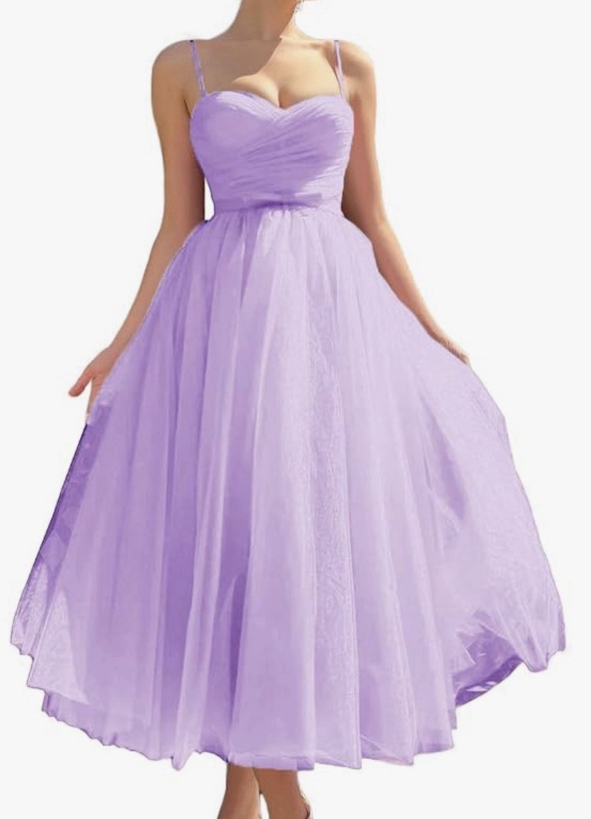 Cute Tea Length Lilac Formal Dress Size 16 Corset Back NEW