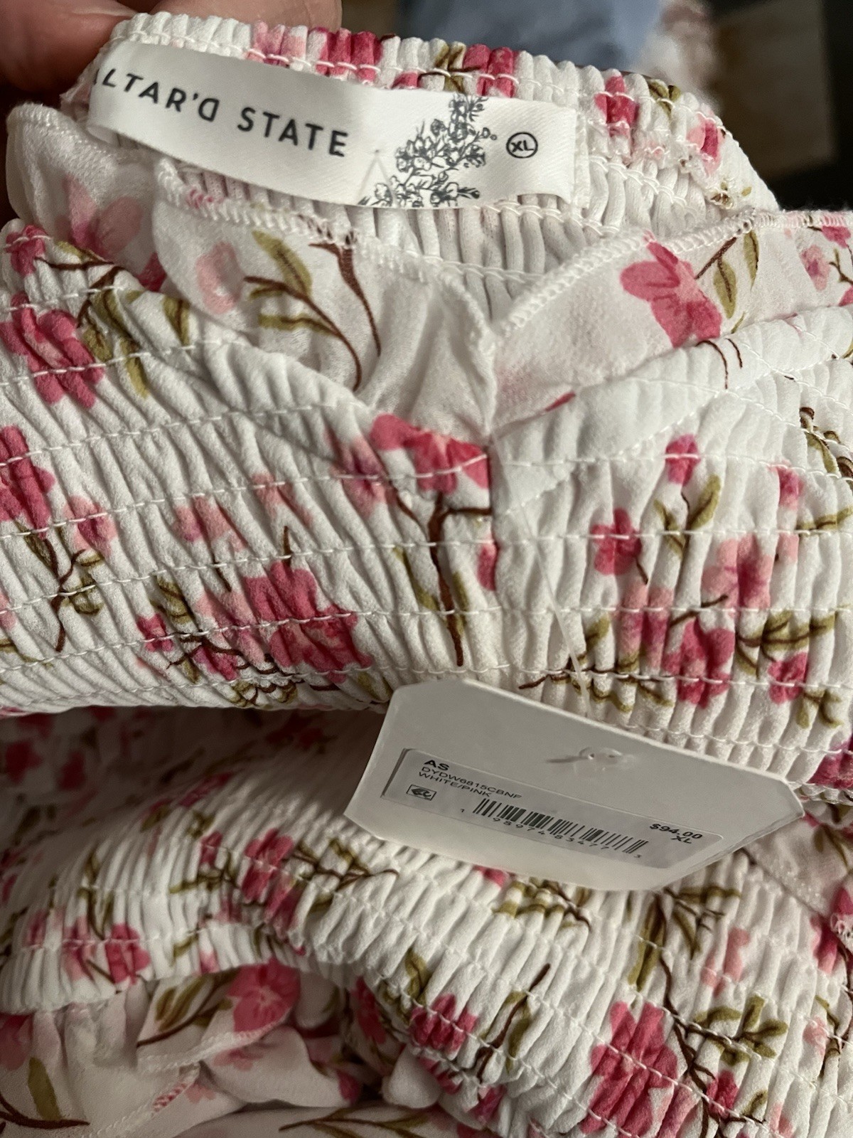NEW Altar’d State White & Pink Floral Maxi Dress Size XL NWT