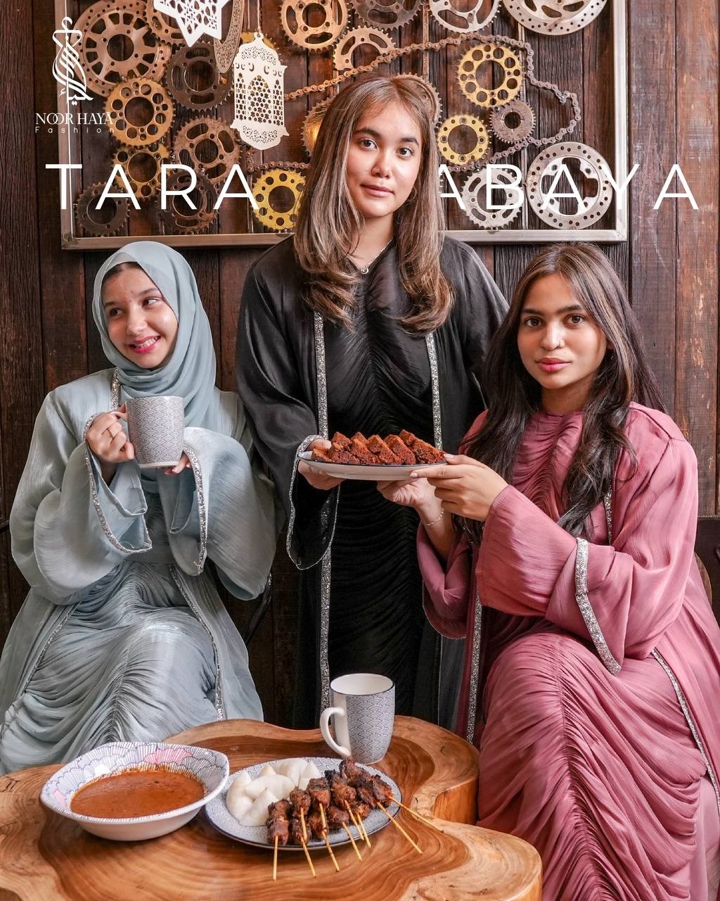 Tara Abaya | Made in UAE | Free Matching Shawl | Open Cardigan Ruched Dress