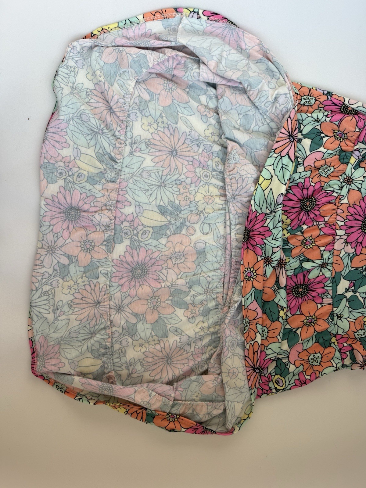 7th Ray Mod Floral Tiered Babydoll Mini Dress Stretch Size Large Made In USA